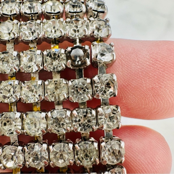Vintage 1950s Rhinestone Bracelet 1/20 12KT GP Wide Panel Glam Estate Costume - Picture 10 of 13